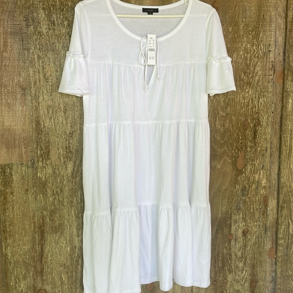 NWT J.Crew tiered cotton knit jersey dress size medium